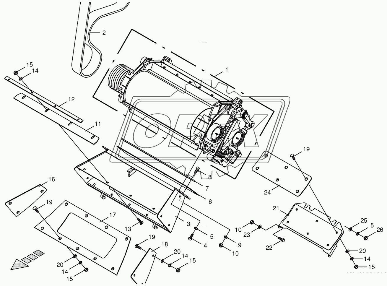 Grain conditioner cpl./cracker duct-not spring-mounted