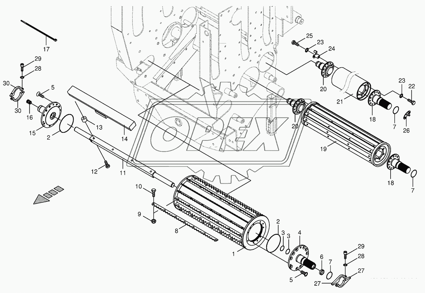 Lower feed rollers