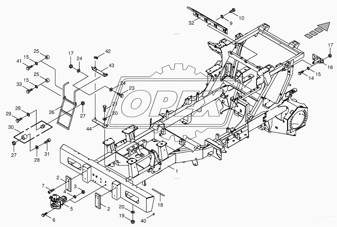 Frame/trailer hitch/ascending ladder