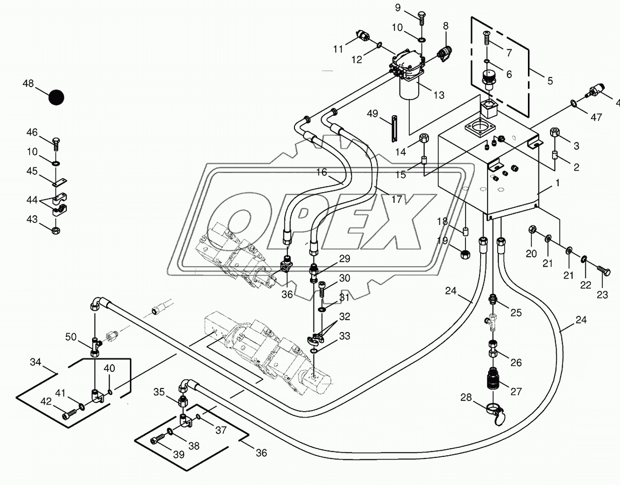 Hydraulic tank/suction lines