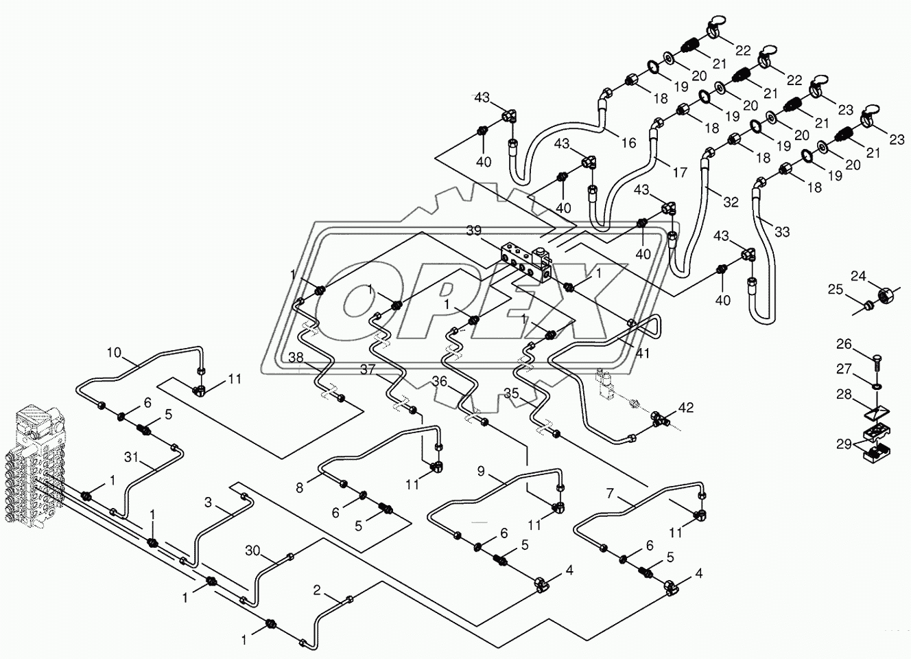 Hydraulics-front attachment