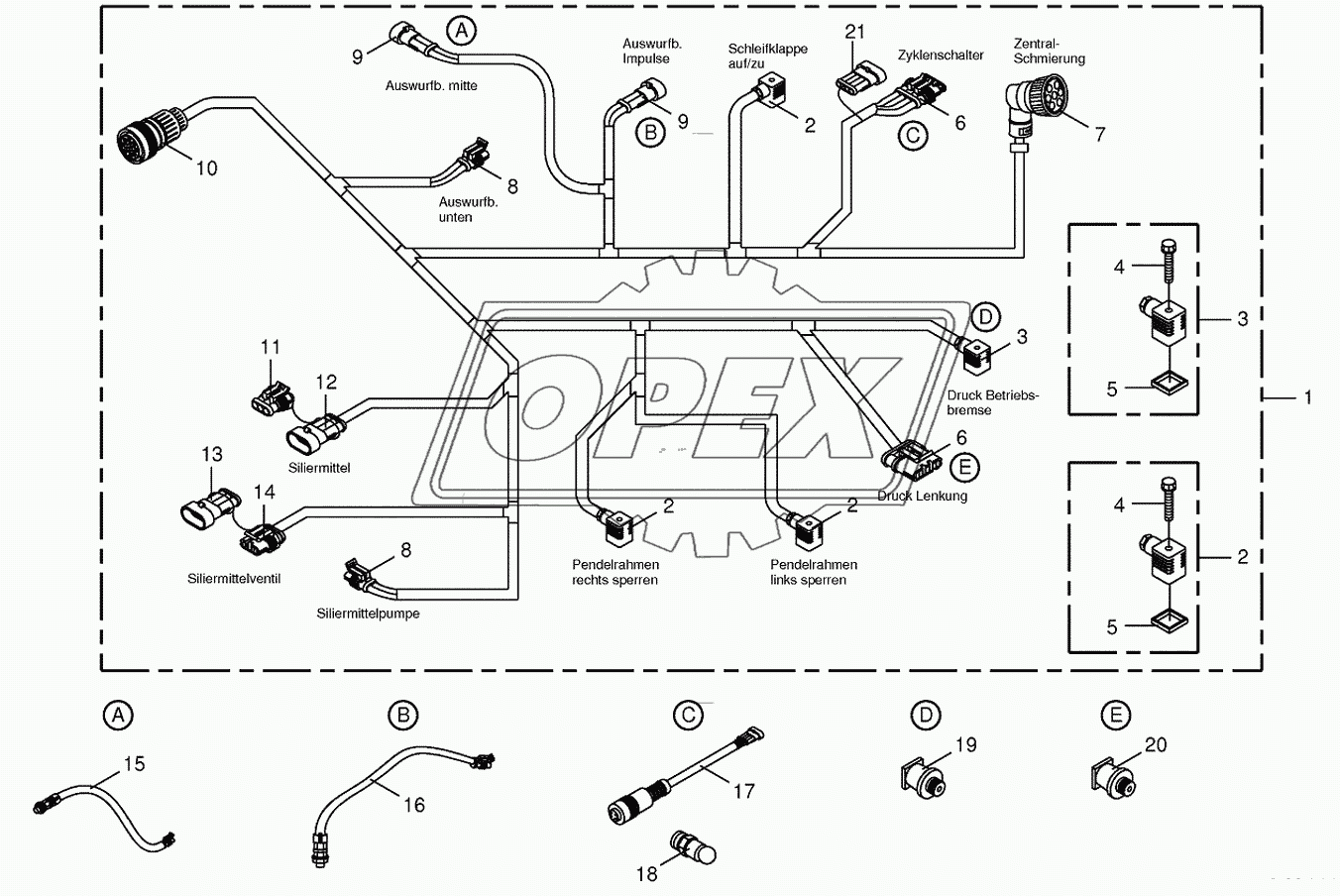 Wiring harness-below the cabin