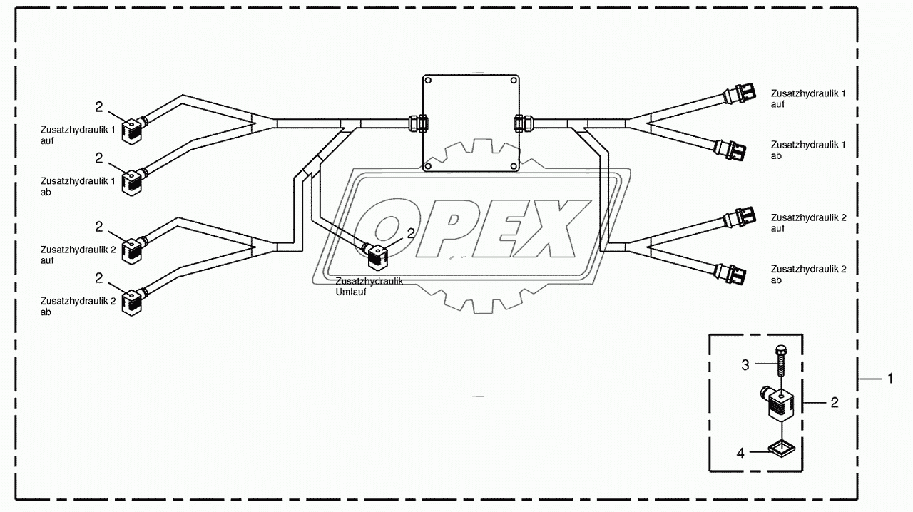 Wiring harness-auxiliary hydraulics