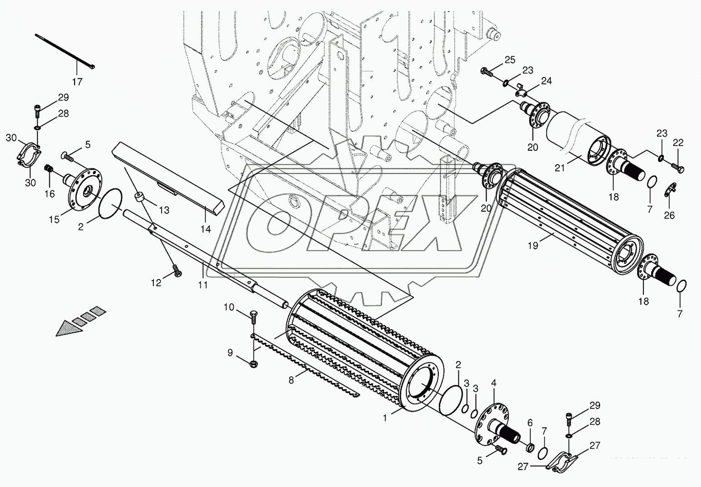 Lower feed rollers