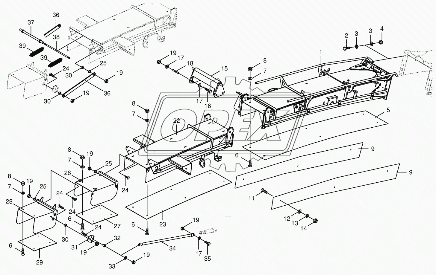 Discharge chute extension 14-row