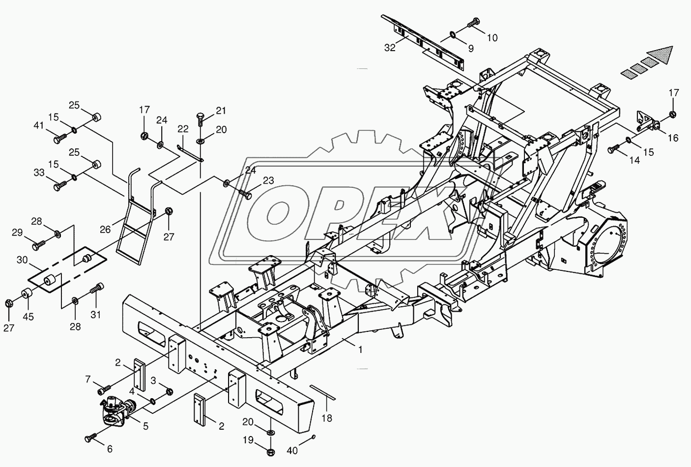 Frame/trailer hitch/ascending ladder