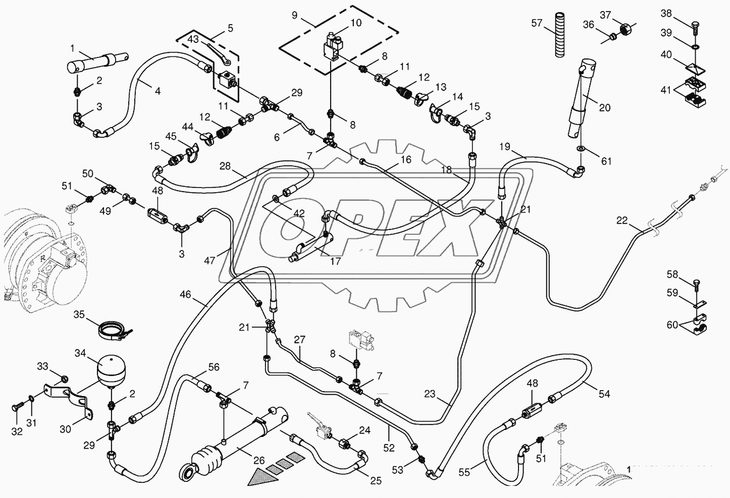 Charge pressure lines-front