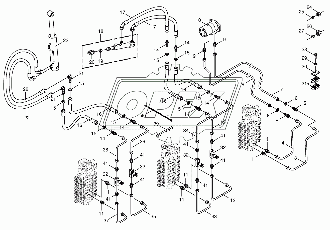 Hydraulics cpl.-discharge chute