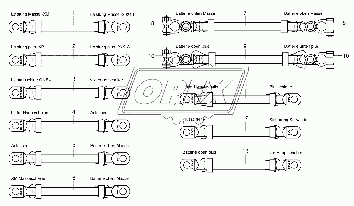 Battery and ground cable