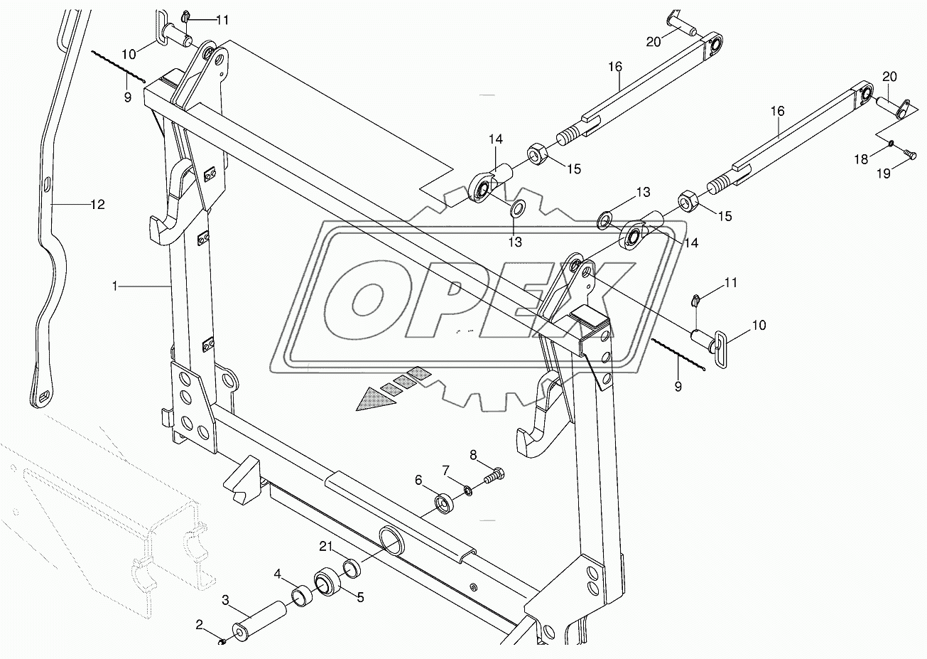 Pivoting frame/linkage