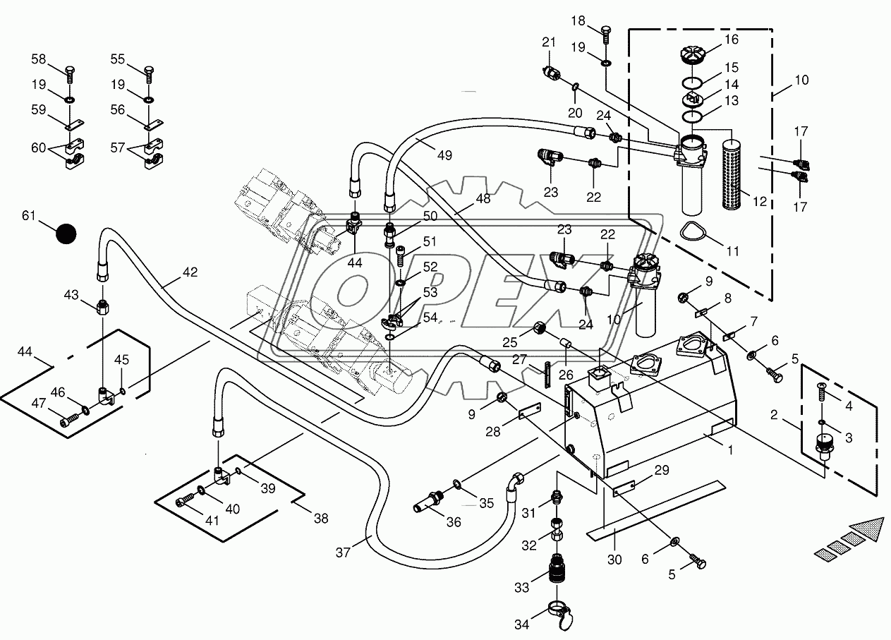 Hydraulic tank/suction lines