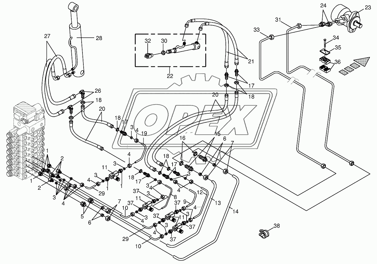 Hydraulics cpl. - discharge chute