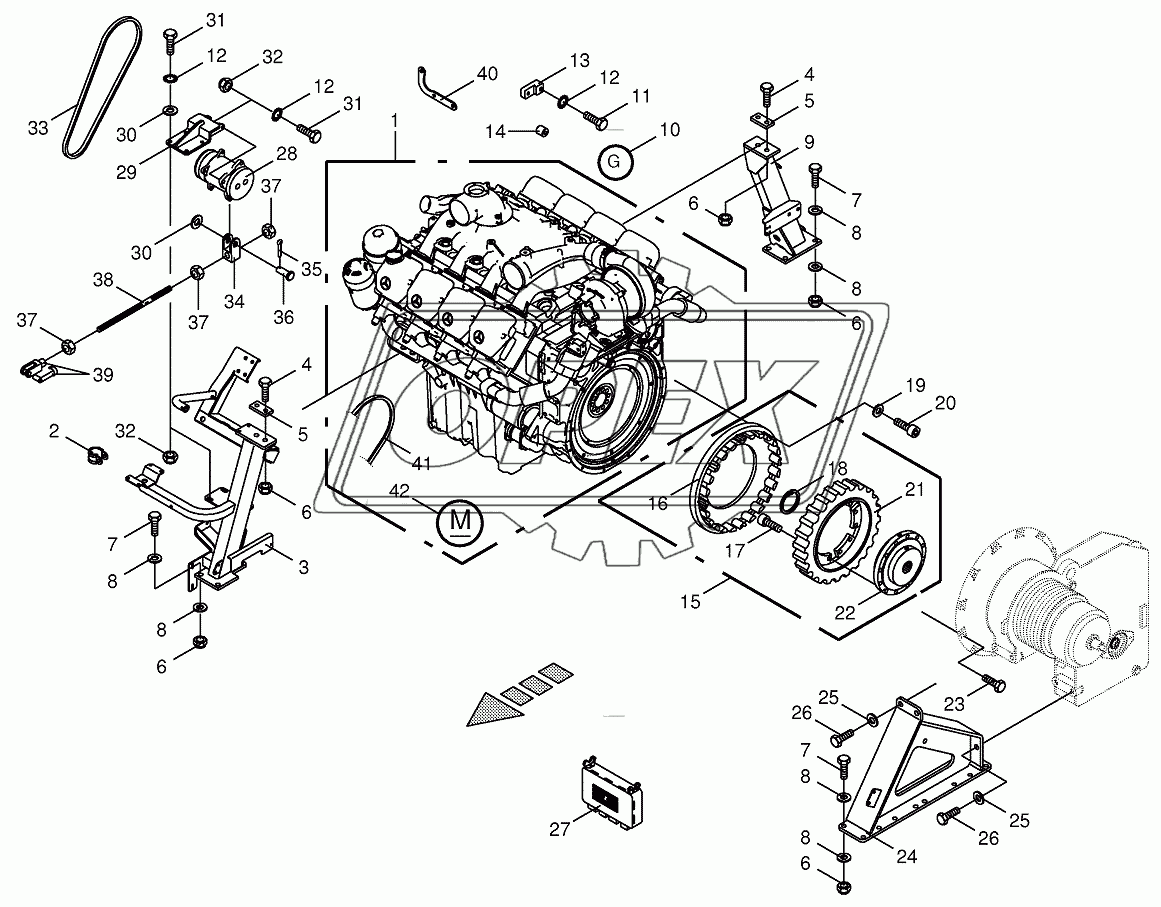 Diesel engine / Clutch / Air conditioner drive