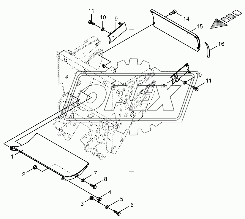 Chopping drum support - mounting parts