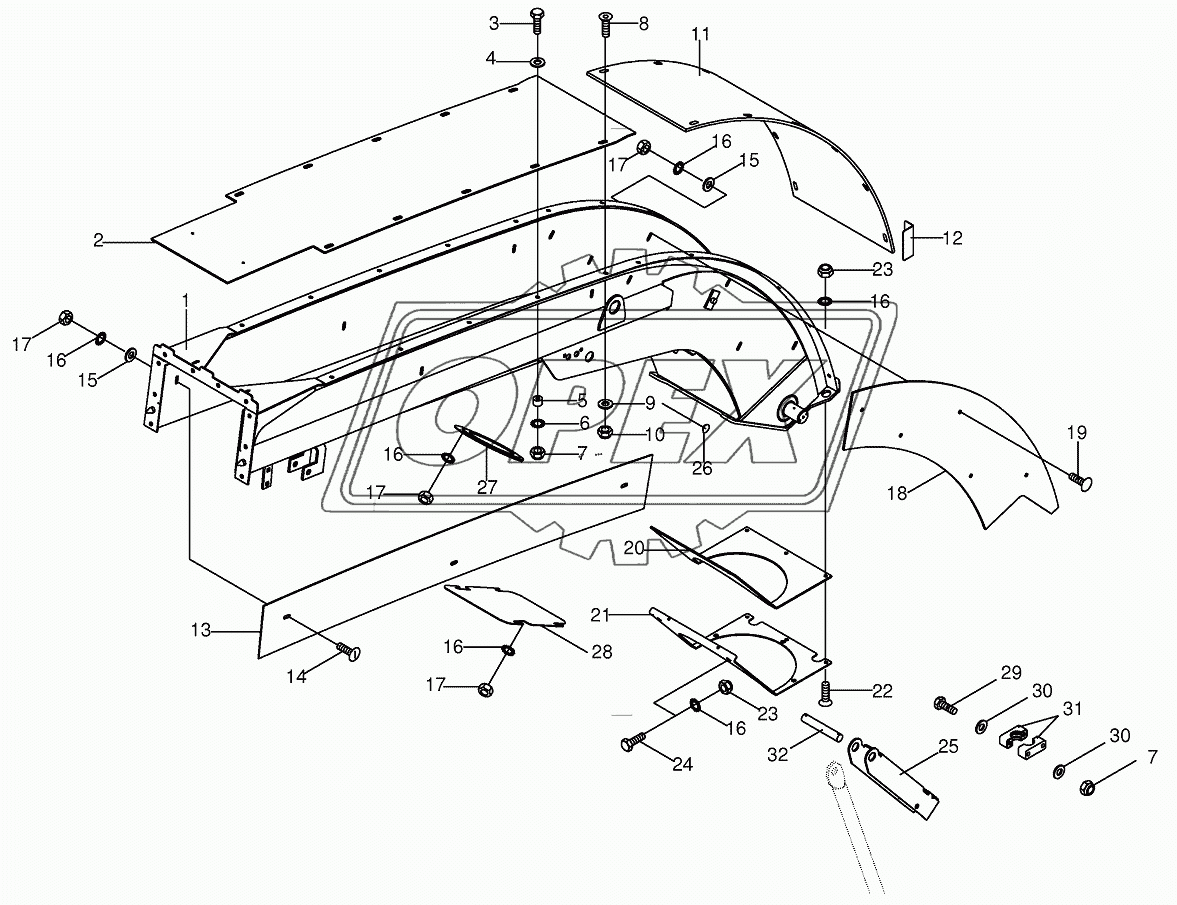 Upper discharge chute 