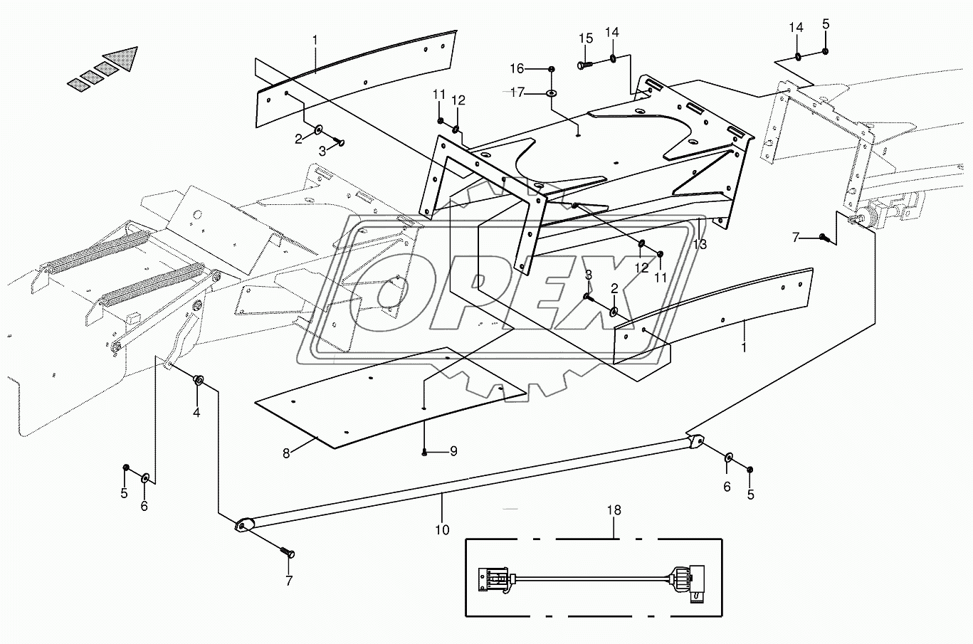 Discharge chute extension 10-row