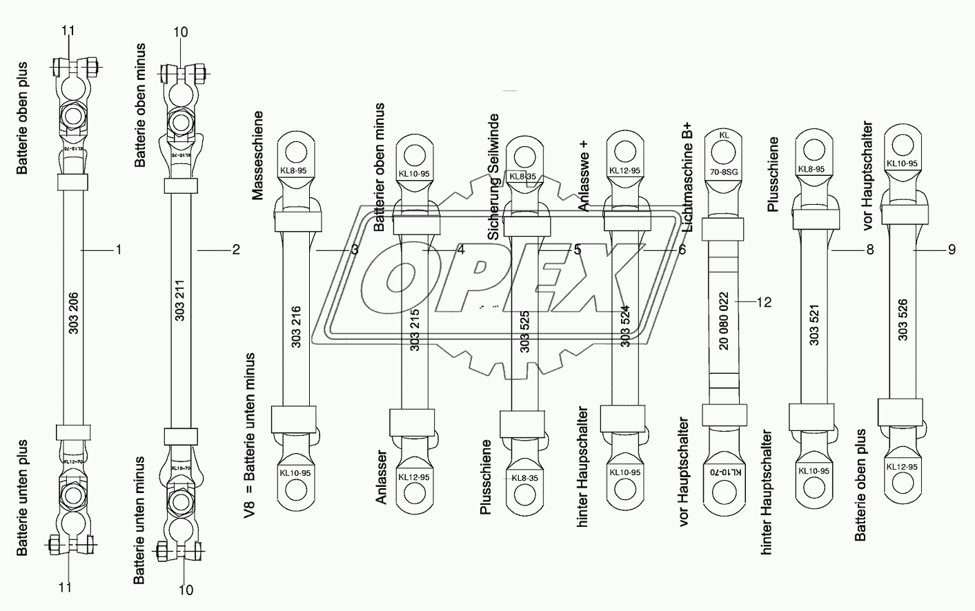 Battery and ground cable