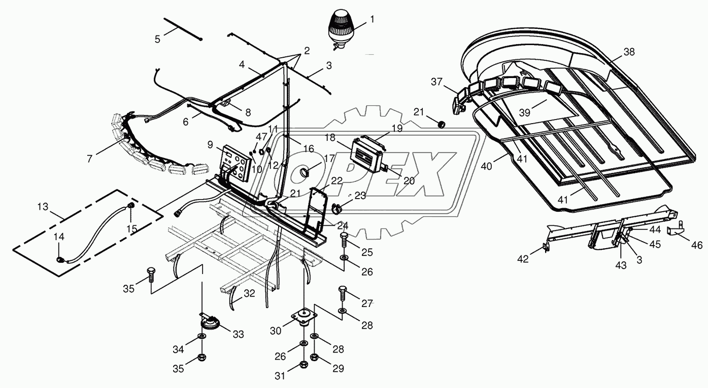 Cab- mounting parts/electric parts