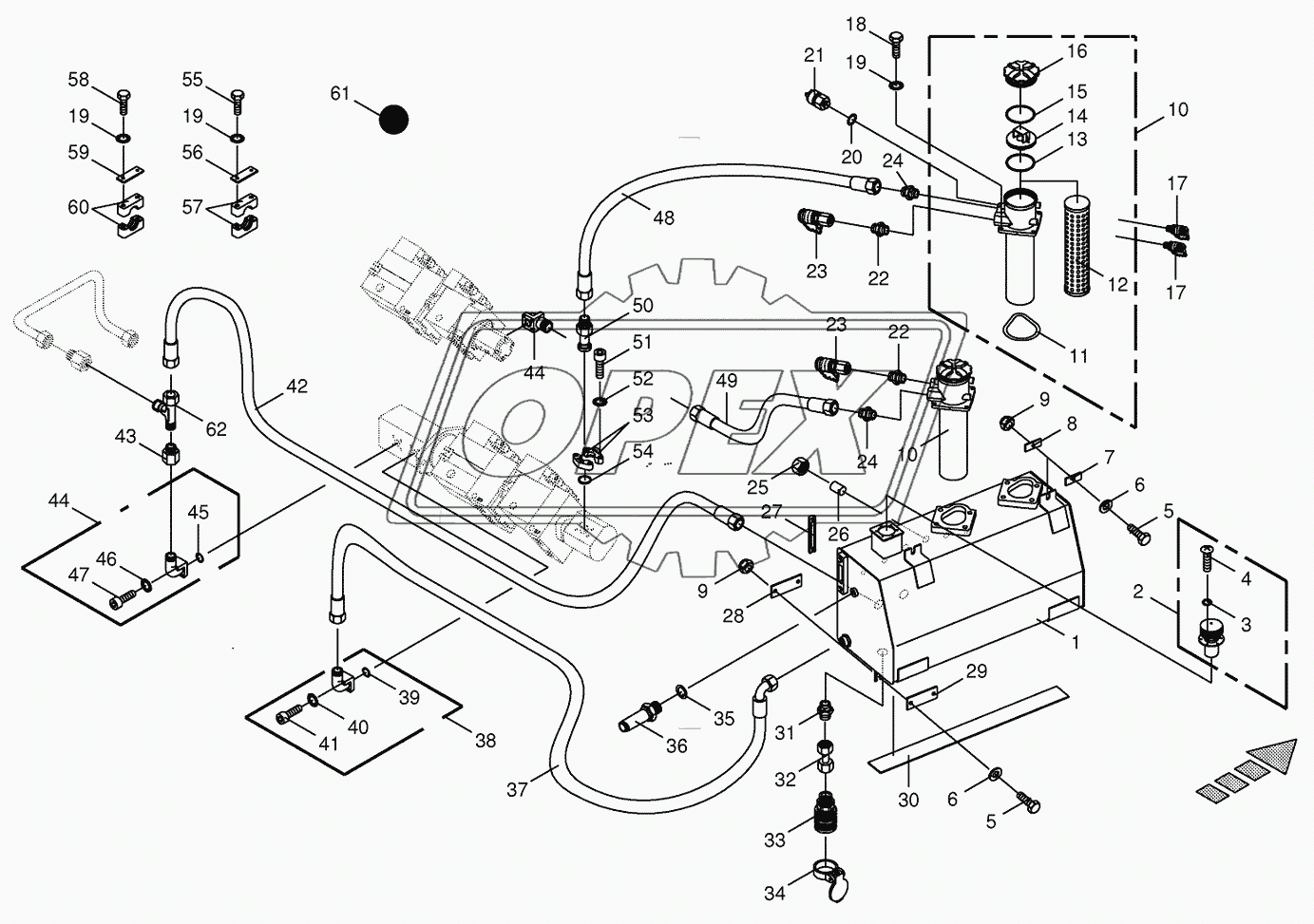 Hydraulic tank/suction lines