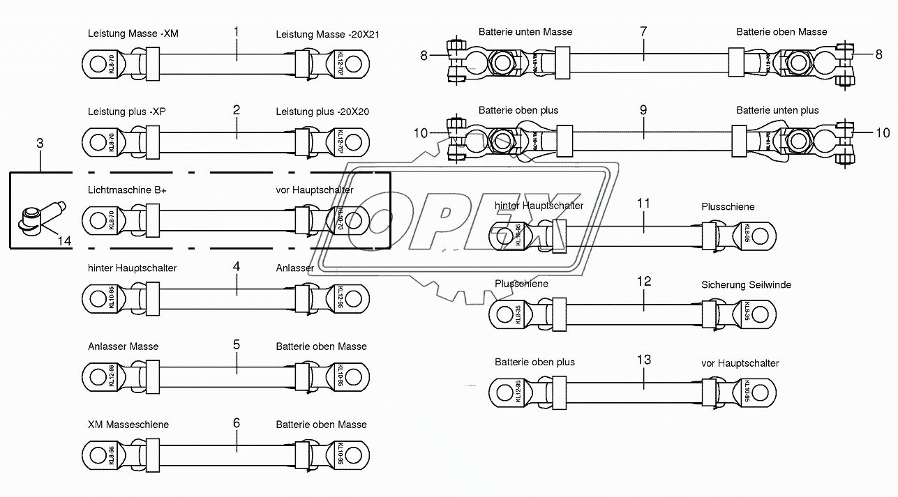 Battery and ground cable