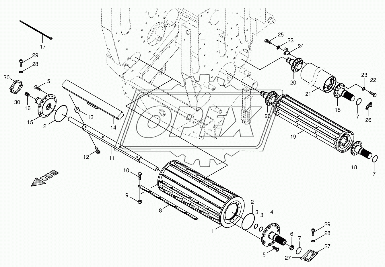 Lower feed rollers