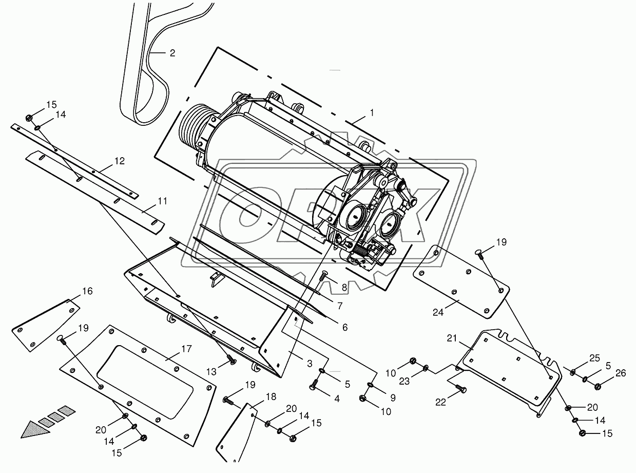 Grain conditioner cpl./cracker duct-not spring-mounted