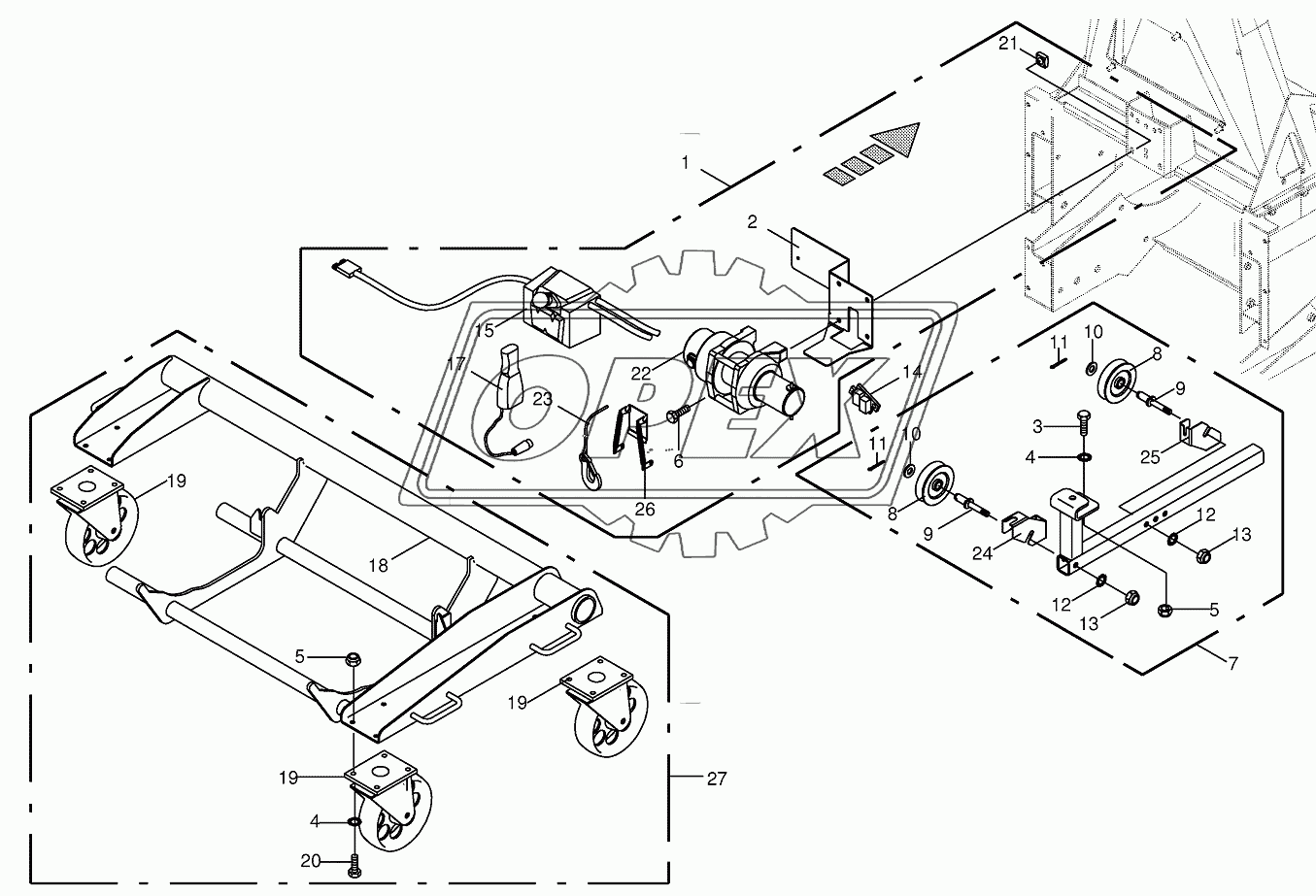 Rope winch/Installation car