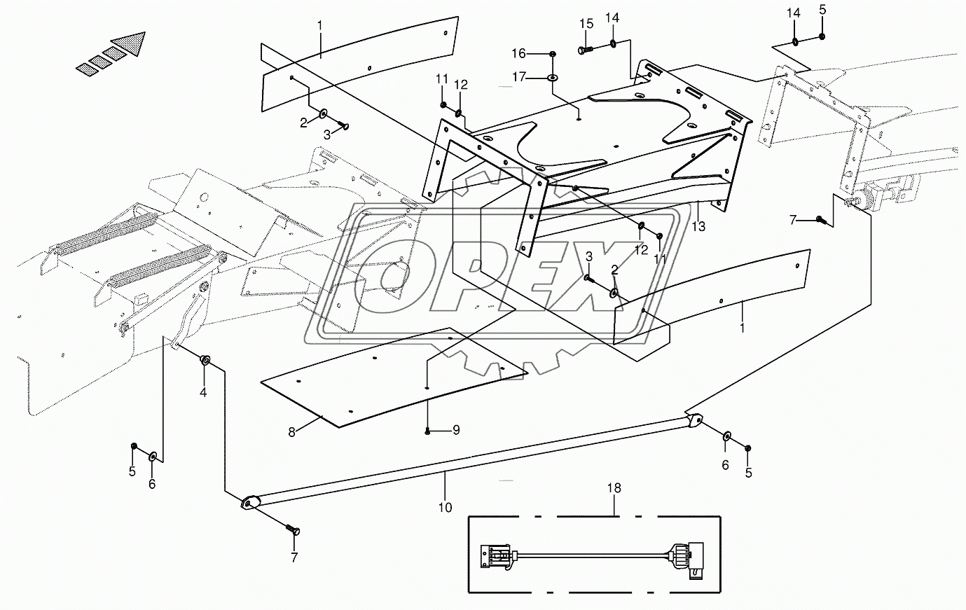 Discharge chute extension 10-row