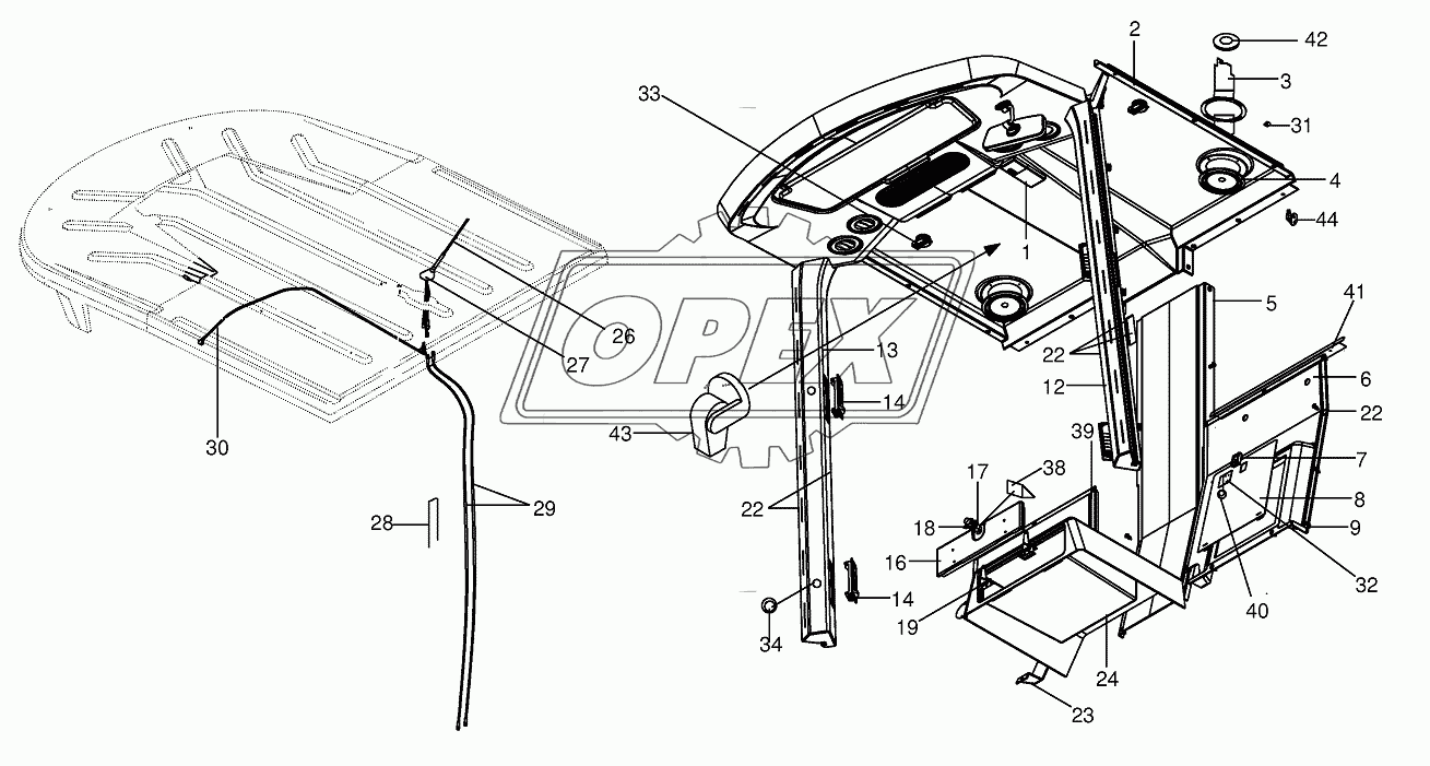 Cab-Cab lining, aerial