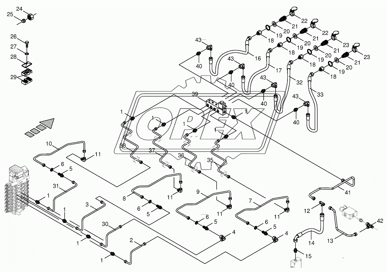 Hydraulics-front attachment