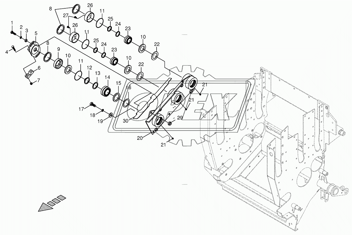 Lower feed roller bearing