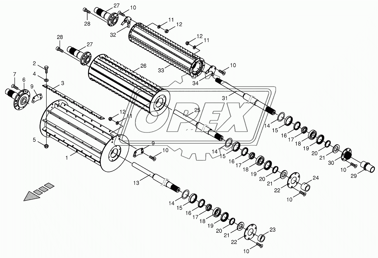 Top feed rollers