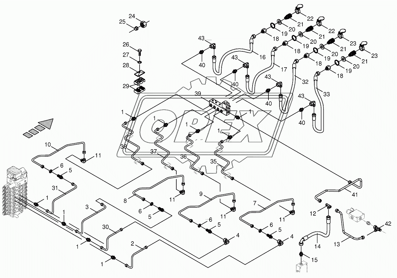 Hydraulics-front attachment