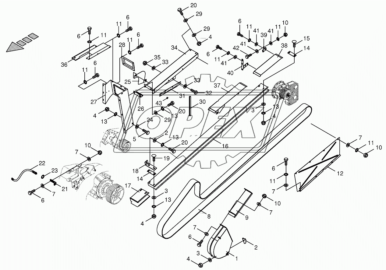 Belt guide-main drive