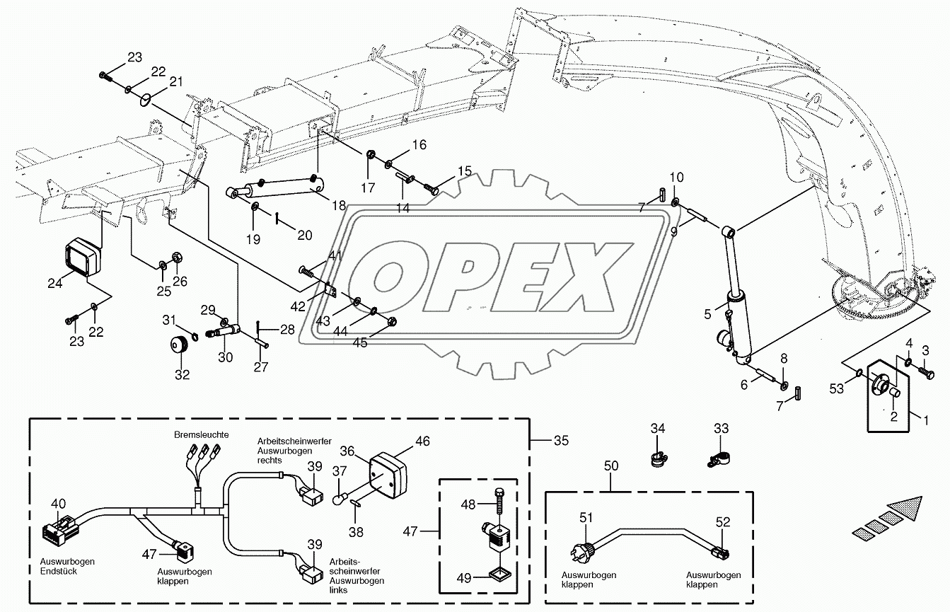 Upper discharge chute-mounting parts 14-row