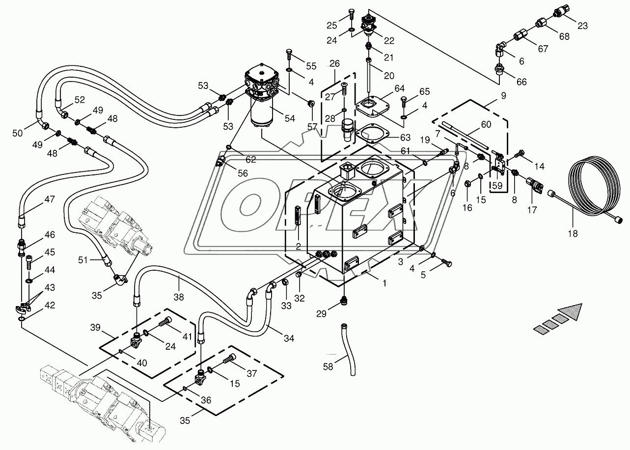 Hydraulic tank/suction lines 1