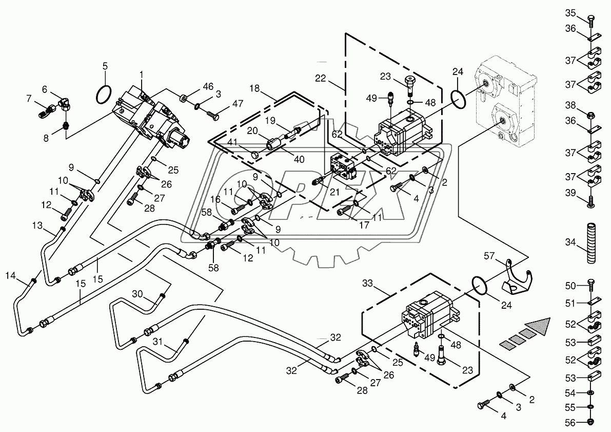 Hydraulics-front attachment/feed rollers 1