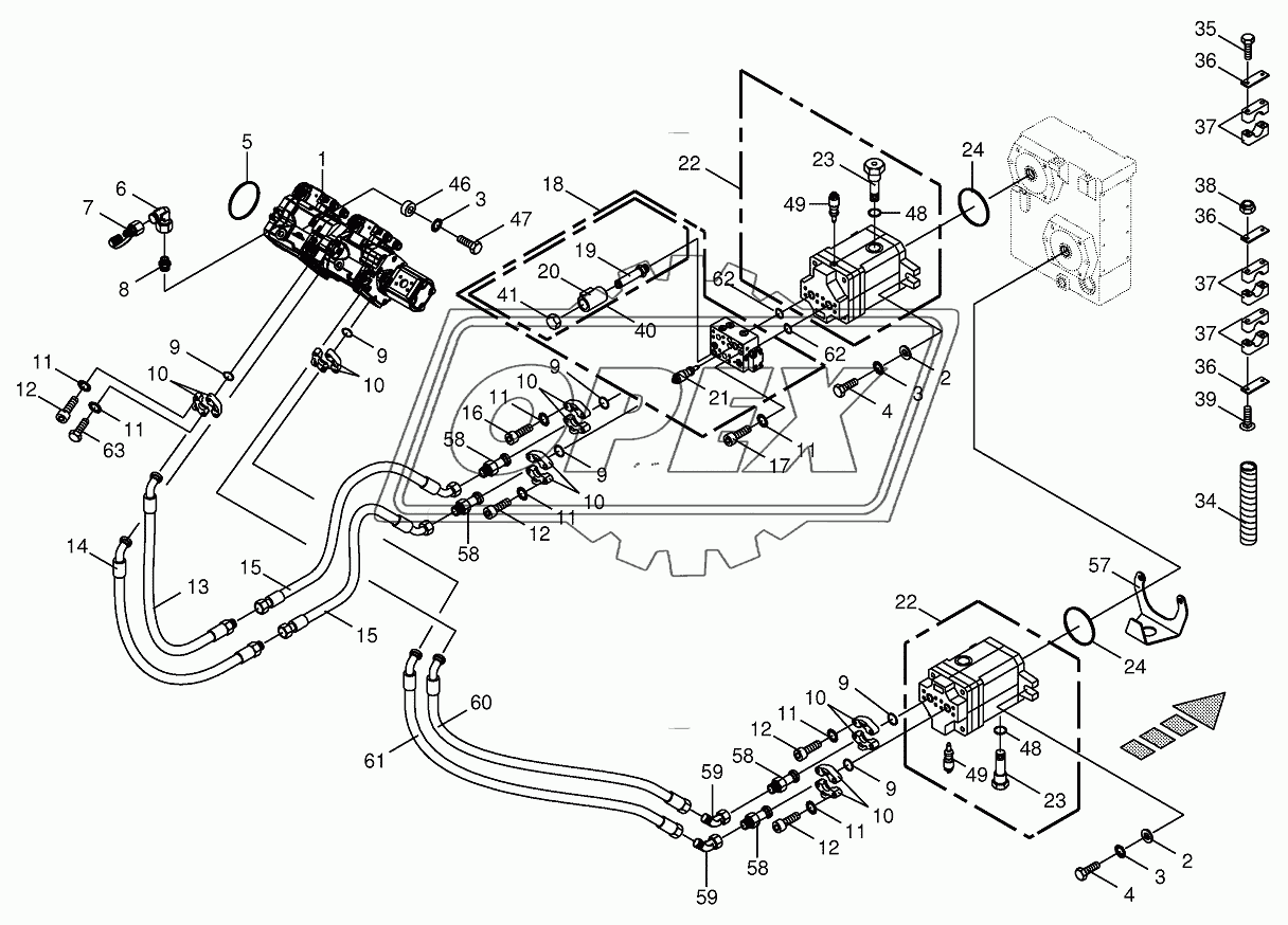 Hydraulics-front attachment/feed rollers 2