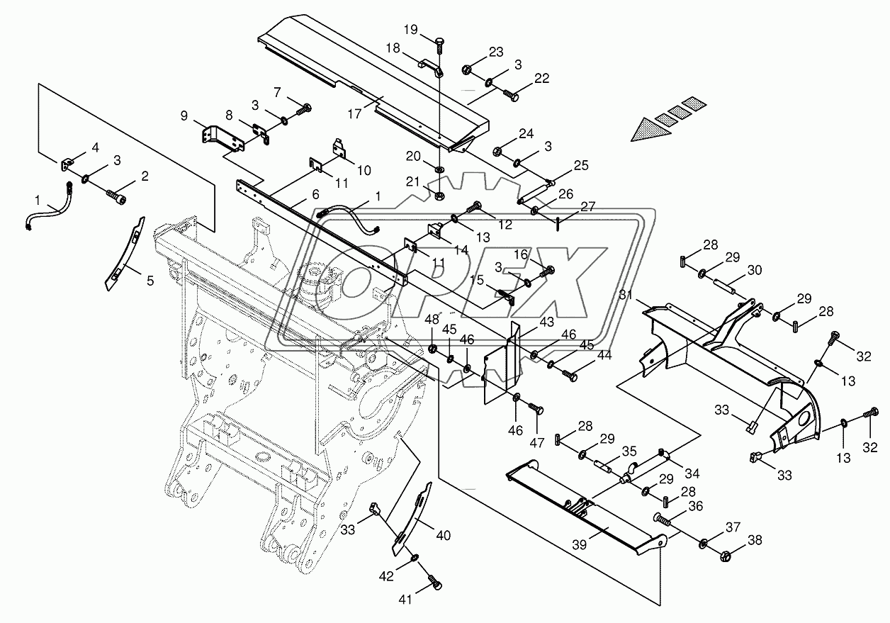 Chopping drum support-mounting parts