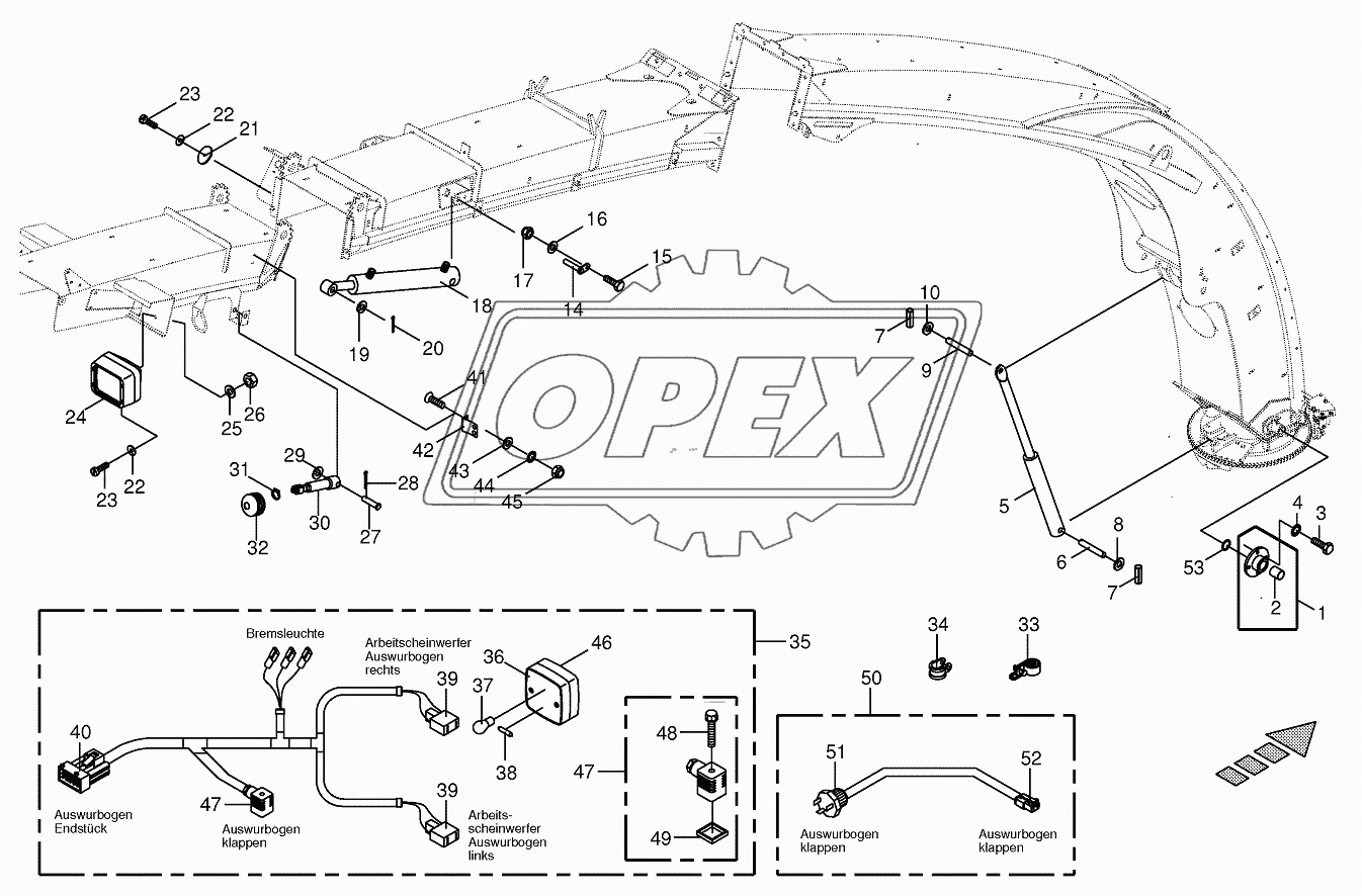 Upper discharge chute-mounting parts 14-row