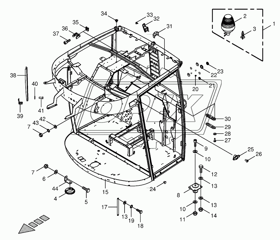 Cab-frame/mounting parts