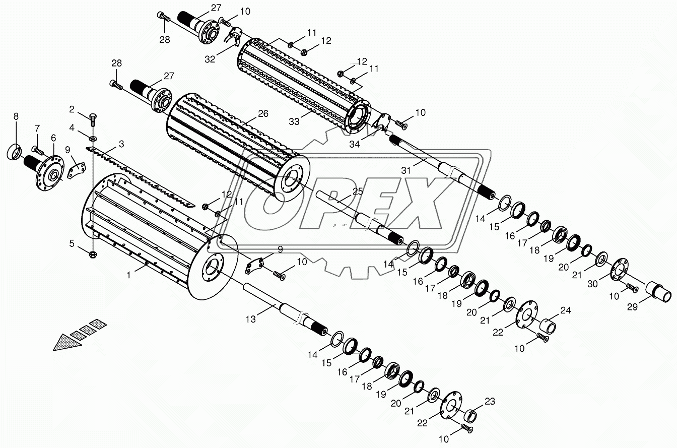 Top feed rollers