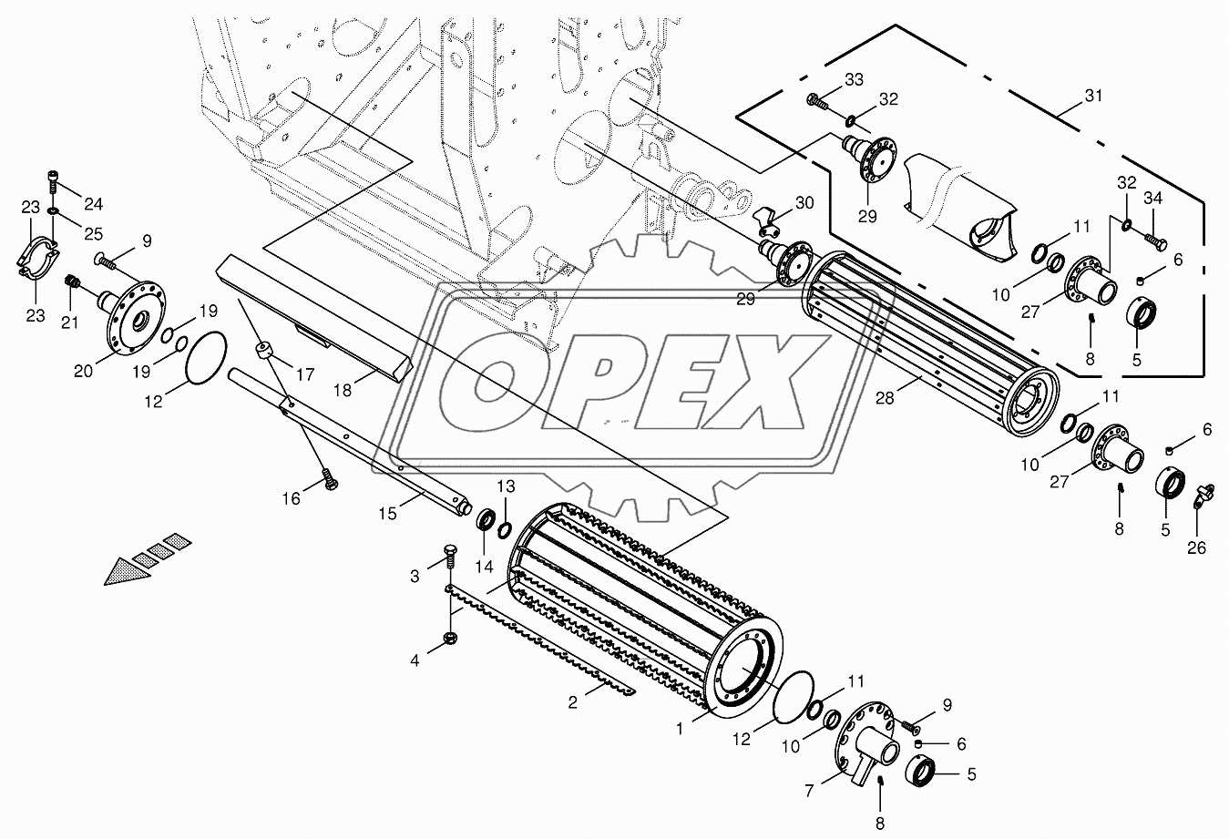 Lower feed rollers