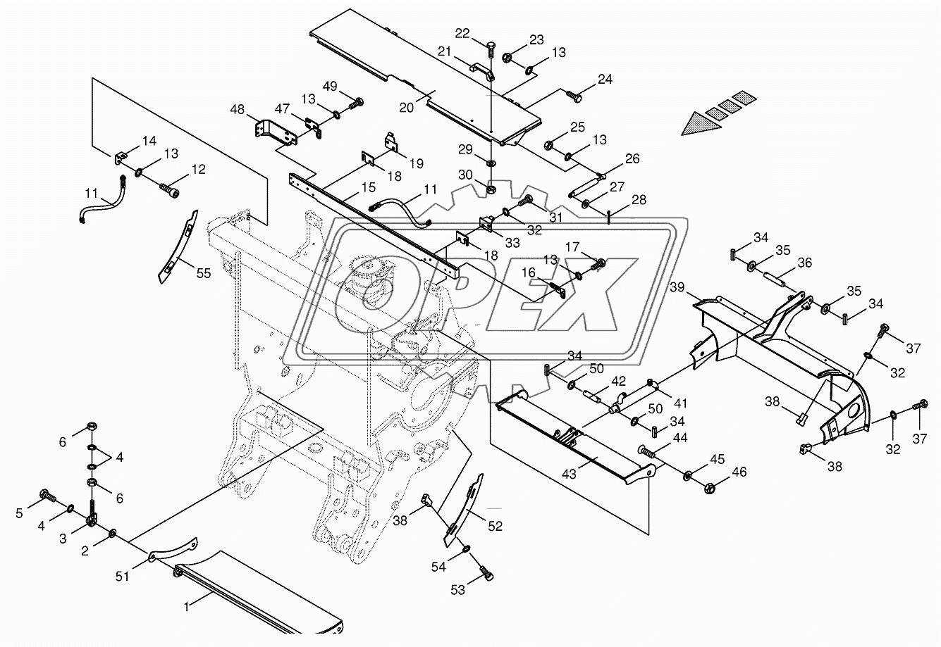 Chopping drum support-mounting parts