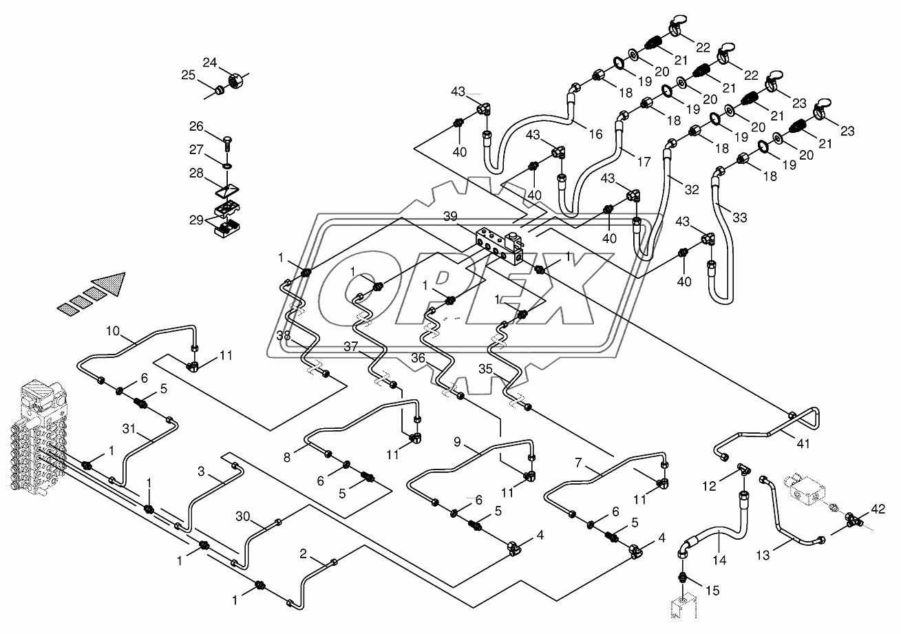 Hydraulics-front attachment