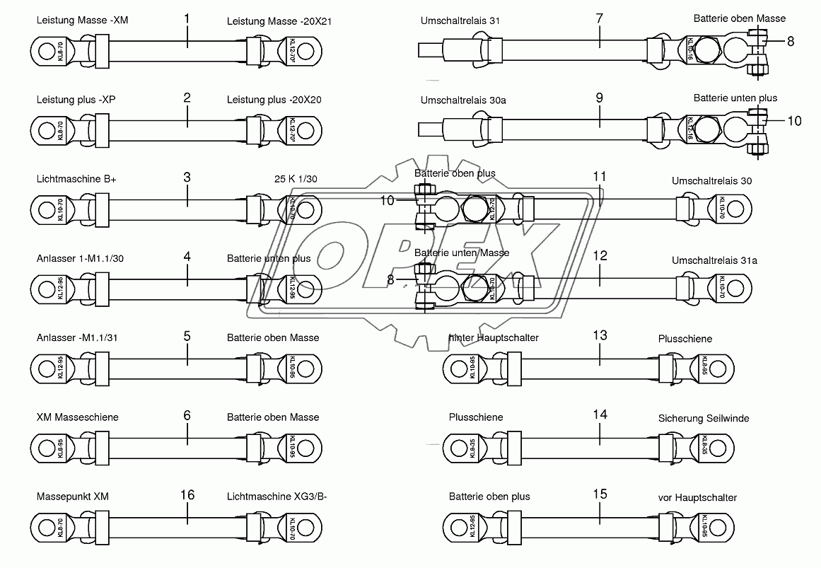 Battery and ground cable