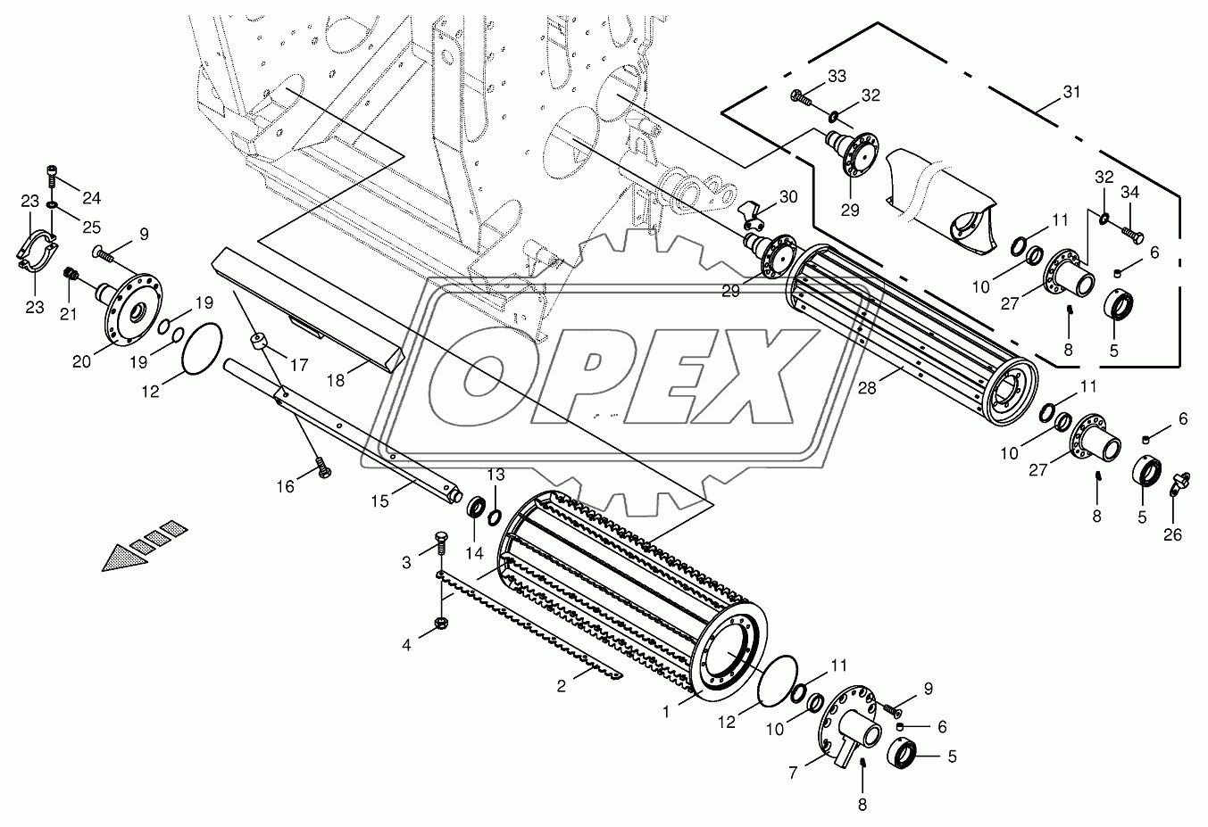 Lower feed rollers