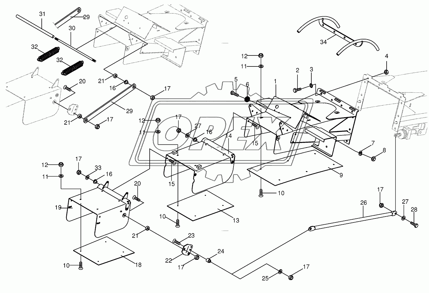 Discharge flap-end piece