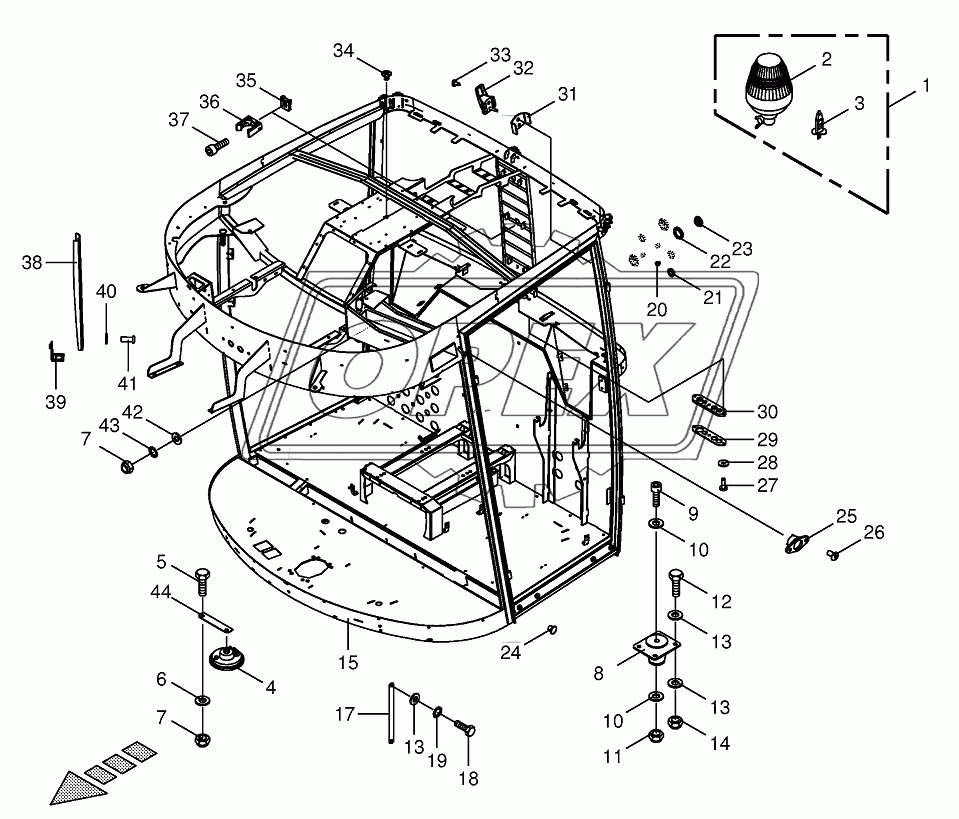 Cab-frame/mounting parts