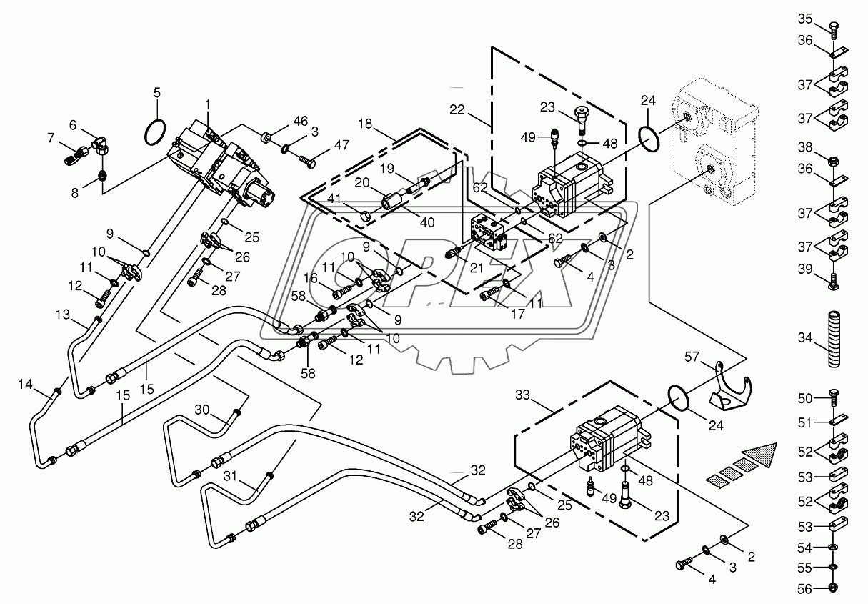 Hydraulics-front attachment/feed rollers 795000-805000